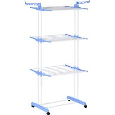 Homcom Foldable Clothes Drying Rack Steel Garment Dryer with Casters Blue