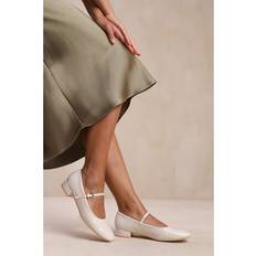 White Heels & Pumps Where's That From Womens 'Portugal' Low Heel With Strap And Buckle Detail Cream