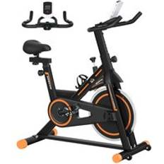 Homcom HOMCOM Indoor Exercise Bike with Heart Rate Sensor Orange, Orange