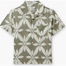 Reiss Kids' Marabel Floral Print Shirt, Sage Green