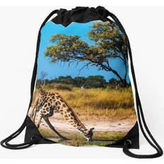 Famgem Drawstring Bag Giraffe at Watering Hole Sport Gym Shoe Backpack