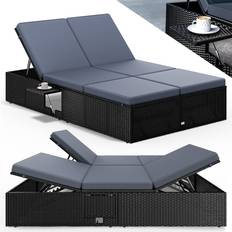 Casaria Double Sun Lounger Foldable Table 200x115x33 cm