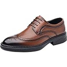 Hadred Dress Oxford Shoes For Men Premium Men's Leather Dress Shoes Classic Oxford Style for Formal Occasions Anti-slip Low Top Non Slip Prom Dress ShoesBrown,36EU