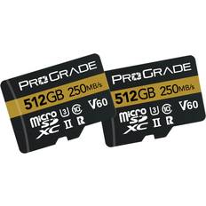 ProGrade Digital 512GB MicroSDXC UHS-II U3 V60 Memory Card w/SD Adapter, 2-Pack