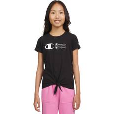 Champion Tops Champion Big Girls Tie-Front Logo T-Shirt Black