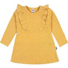 Dresses Gerber Baby Girls' Toddler Long Sleeve Dress with Ruffle Detail, Yellow Dots, Months