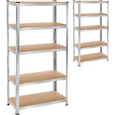 Silver/Chrome Shelving Systems tectake Heavy duty garage made sheet Richard Shelving System