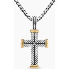 David Yurman Charms & Pendants David Yurman Men's 18K Yellow Gold & Sterling Silver Amulets Chevron Cross Pendant Silver/Gold