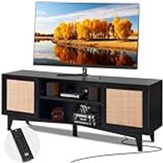 Sort TV-borde på tilbud VEVOR Rattan TV Stand 75 Inch Boho Sort TV-bord
