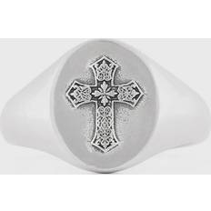 Serge Denimes Mens Silver Gothic Cross Sterling-silver Ring SILVER