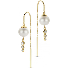 Swan Earrings - Gold/Transparent/Pearls