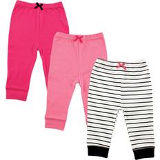 Luvable Friends Baby Boys Baby Cotton Pants 3pk, Pink Girl Black Stripe