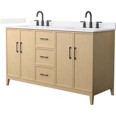 Beige Vanity Units for Double Basins Wyndham Collection Elan (WDX15396)