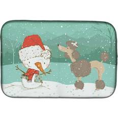 Brown Dish Drainers Caroline's Treasures Labrador Snowman Christmas Mat Dish Drainer 21"