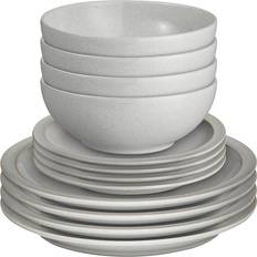 Stoneware Dinner Sets Denby Cotton White Grey Dinner Set 12pcs