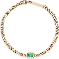 Zoe Chicco 14K Yellow Gold Emerald Bezel Link Bracelet Green/Gold