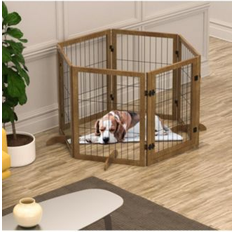 Simplie Fun 6-Panel Freestanding Dog Gate with Door