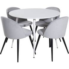 Venture Home Plaza Matgrupp 100 cm Rund med 4 Velvet Stolar Matbord