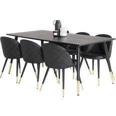 Venture Home Dipp Matgrupp 180 cm Rektangulär Med 6 Velvet Stolar Matbord