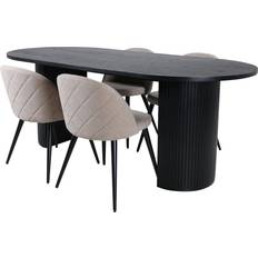 Stål Matbord Venture Home Bianca Matgrupp 200 cm Oval med 4 Velvet Stolar Matbord