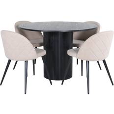 Venture Home Bianca Matgrupp 110 cm Rund Beige Svart Matbord