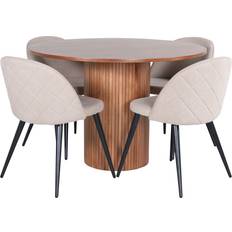 Venture Home Bianca Rund Matgrupp 110 cm Beige Svart Matbord