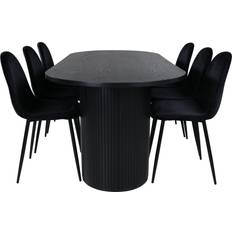 Stål Matbord Venture Home Bianca Matgrupp 200 cm Oval med 6 Stolar Matbord
