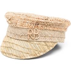 Brown - Women Hats RUSLAN BAGINSKIY Baker Boy Triple Straw Hat - Brown