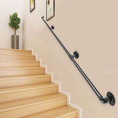 Rampes VEVOR Pipe Stair Handrail Staircase Handrail 10 Ft Carbon Steel For Wall Mount