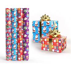 Gift Wrapping Papers Shop4allsorts 4 x 7m christmas wrapping paper rolls cute gift present santa ho ho ho festive