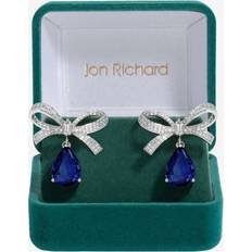 Earrings Jon Richard Rhodium Plated And Saphire Bow Earrings Gift Boxed