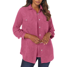 Roaman's Faux Suede Big Shirt - Cherry Glow