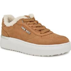 Shoes Nine West Women's Cuddly Lace-Up Casual Platform Sneakers Cognac