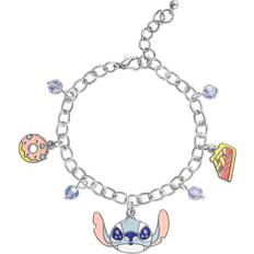 Bracelets Disney Lilo and Stitch Fashion Donut and Pie Crystal Charm Bracelet Blue, pink, silver tone Blue/pink/silver tone (ONE SIZE)