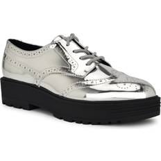 Nine West Women Low Shoes Nine West Resttin Wingtip Platform Loafers - Silver
