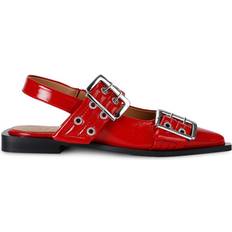 Ganni Leather Buckle Ballet Flats multi