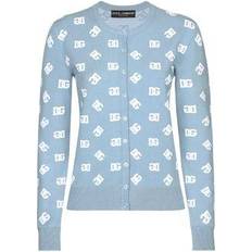 Bleu Cardigans Dolce & Gabbana Viscose Cardigan with DG logo Women's Celeste Chiaro