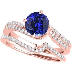 White Gold - Women Jewelry Sets AoneJewelry Sold by: Inc, 1.15 Ct. Ttw Halo Tanzanite and Diamond Bridal Set In 14k Rose Gold