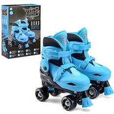 Kids Quad Skates, Beginner Adjustable Roller Skates Boys, Blue/Black, UK Child 9-12