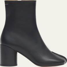 MM6 Maison Margiela Stitch-Out Leather Ankle Boots - Black