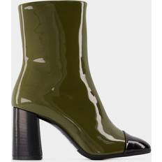 Lak Høje støvler Carel Paris Khaki Sort Lak Læder Støvler med Spids Tå - Khaki/Sort