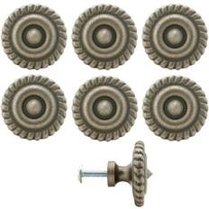 Building Materials Supply, 6 Pcs Round Kitchen Cabinet Knob Pulls Pewter Brass Drawer 1.25 Dia Dresser Drawer Handles