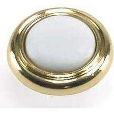 Laurey First Family 1-1/4 Inch Diameter Knob Polished Brass with White Inset