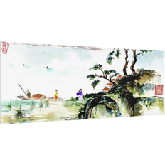 Spritzschutz Japanische Aquarell Zeichnung See und Berge Garde-boue 100cm