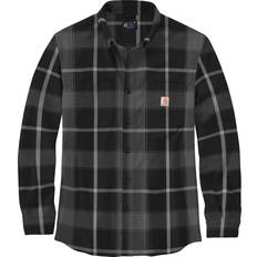 Carhartt Men Shirts Carhartt Men's Midweight Flannel Button Down Shirt, Medium, Black