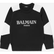 Lange Ärmel Strickpullover Balmain Boys Black Wool Sweater