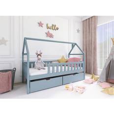 Letti a soppalco Kinderbett Blair 200 x 90 cm Kiefer Massiv Grau