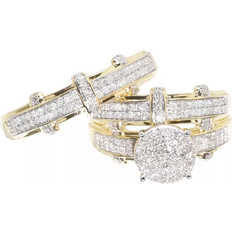 Engagement Rings - Unisex Jewelry Unlimited Trio Ring Set - Gold/Diamonds