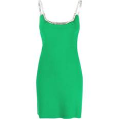 Rhinestone Trimmed Mini Dress - Green