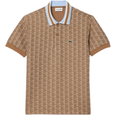 Polyamid Poloshirts Lacoste Classic Fit Contrast Collar Monogram Motif Polo Shirt - Beige